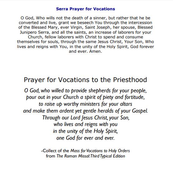 Catholic Prayer For Vocations To The Priesthood