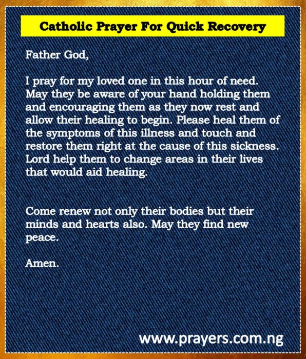 Catholic Prayer For Quick Recovery