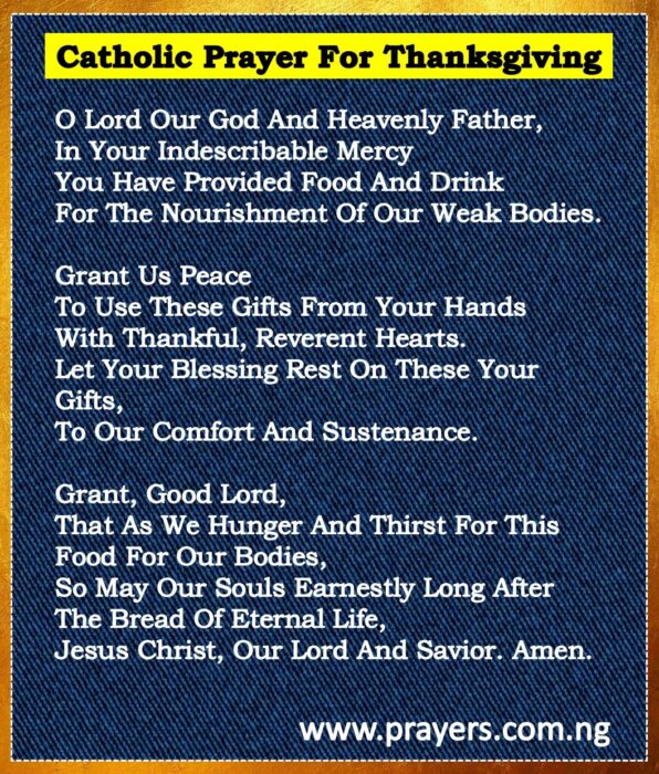 Catholic Prayer For Thanksgiving